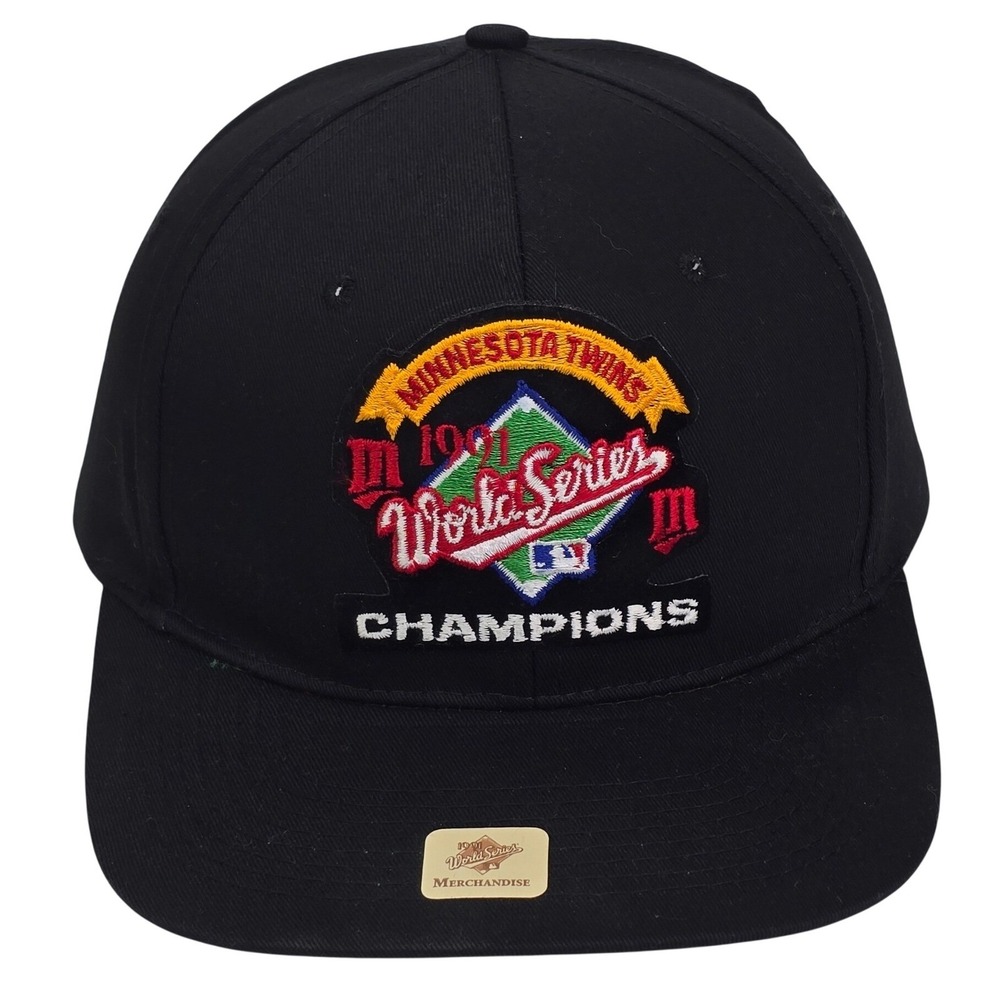 MLB Minnesota Twins 1991 World Series Champions Hat Black Snapback Vtg Deadstock